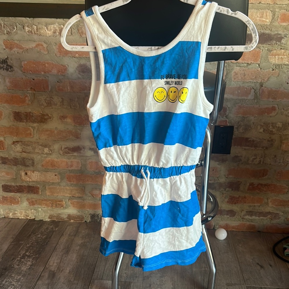 Zara Blue and White Striped Kids Romper